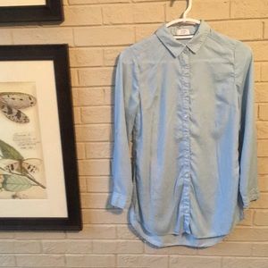 Crown and Ivy Longline Slit Button Down Shirt